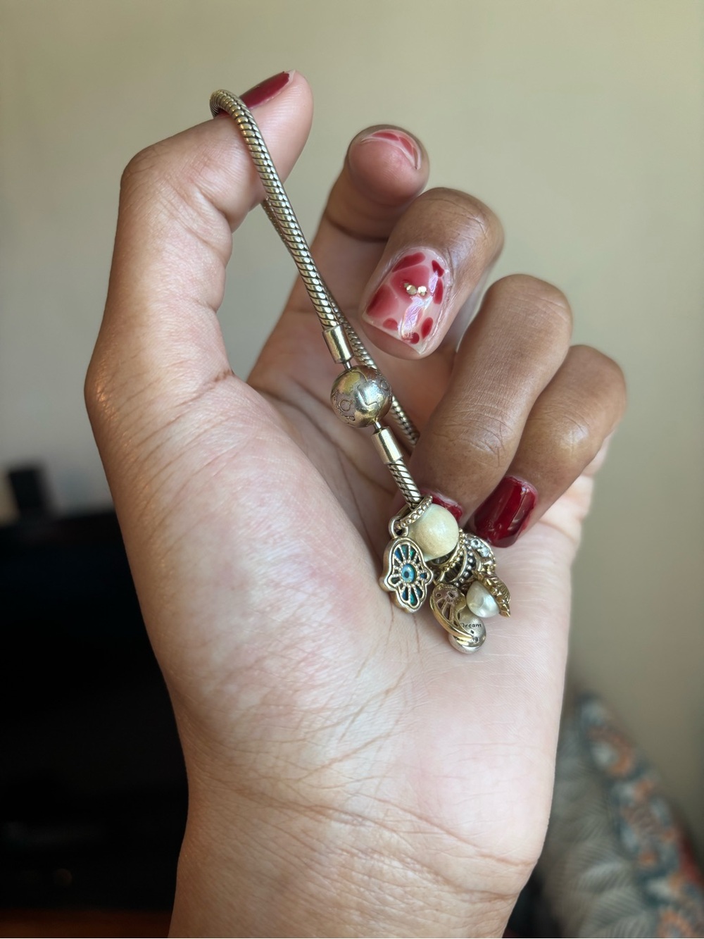 Pandora Gold Charm Bracelet with Assorted charms